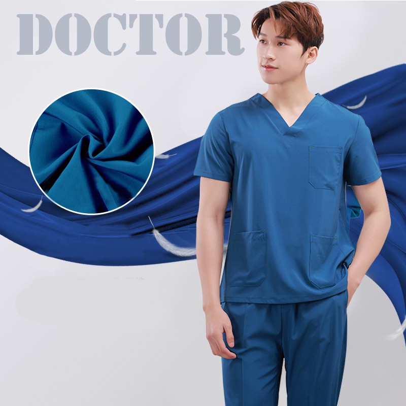 Free name Scrub Suit full set Hospital Uniform Surgical Clothes clinic