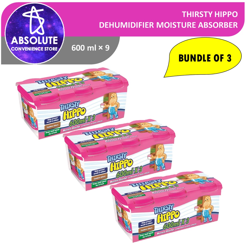 Thirsty Hippo Dehumidifier Moisture Absorber 600ml x 9 | Shopee Singapore
