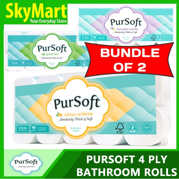 [Bundle of 2]4Ply PurSoft Green Tea/Unscented/Citrus Scented Toilet