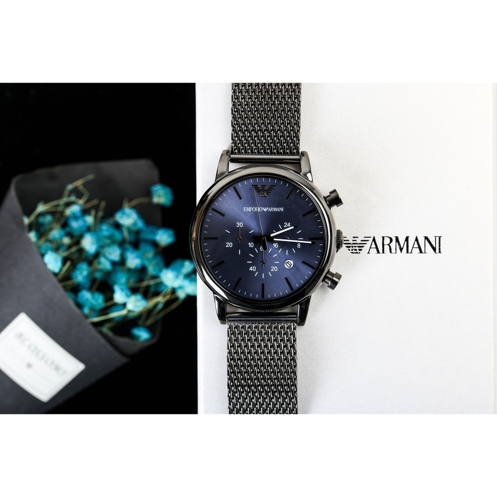 emporio armani luigi chronograph black dial men's watch