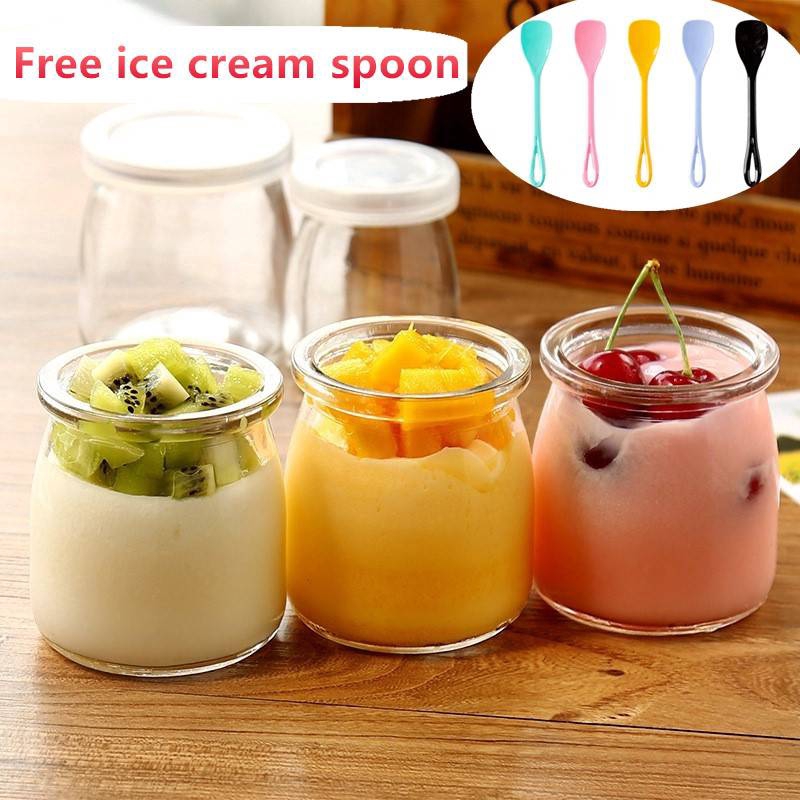 200ml Glass Yogurt Container Airtight seal With Lids Glass Jars Yoghurt Jars pudding Jar Yogurt