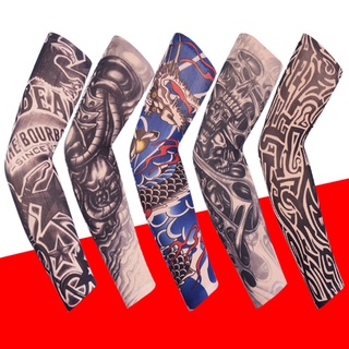 Outdoor Cycling Sleeves Tattoo Printed Armwarmer UV Protection MTB Bike Bicycle Sleeves Arm Protection Ridding Sleeves