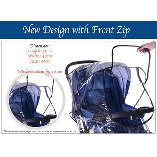 SG Seller * New Design Rain Cover for all front facing Stroller with Twin Zip