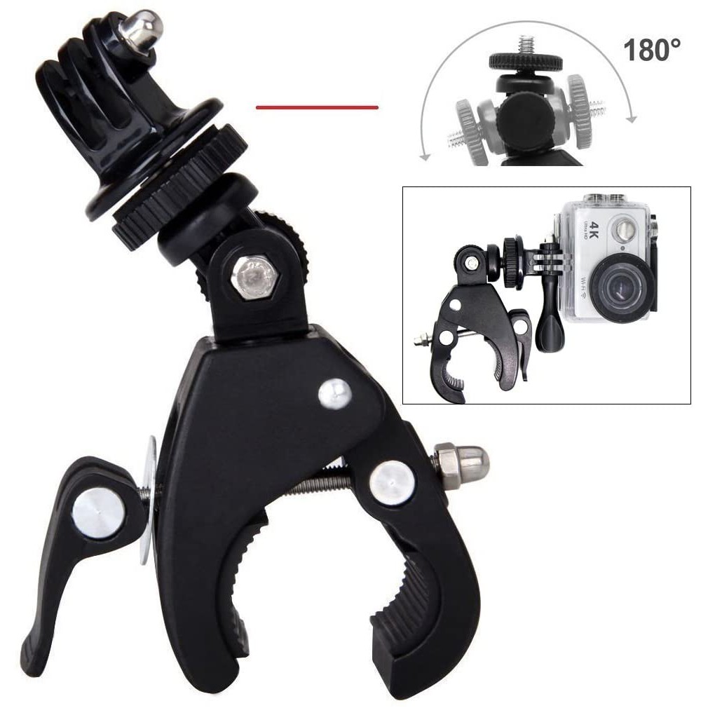 Motorcycle Bike Rod Bar Handlebar Clamp Mount With 1 4 Tripod Head Compatible With Gopro Hero 7 6 5 4 Session Akaso Campark Act74 Crosstour Action Camera Gopro Hero 8 7 6 5 4 3 Session Action Camera Hunting Camera Dji