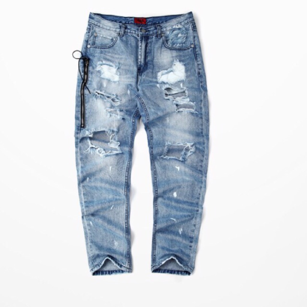 Po J01 Splashed And Shred Denim Jeans Shopee Singapore