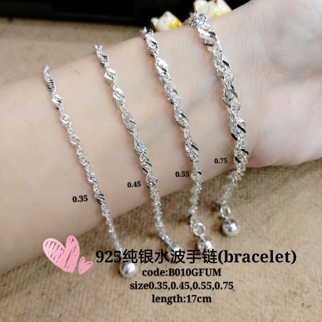 Shop Malaysia 925 Silver Bracelet For Women Bracelet纯银水波手链 Gelang Tangan Perak Gila Gila Shopee Singapore