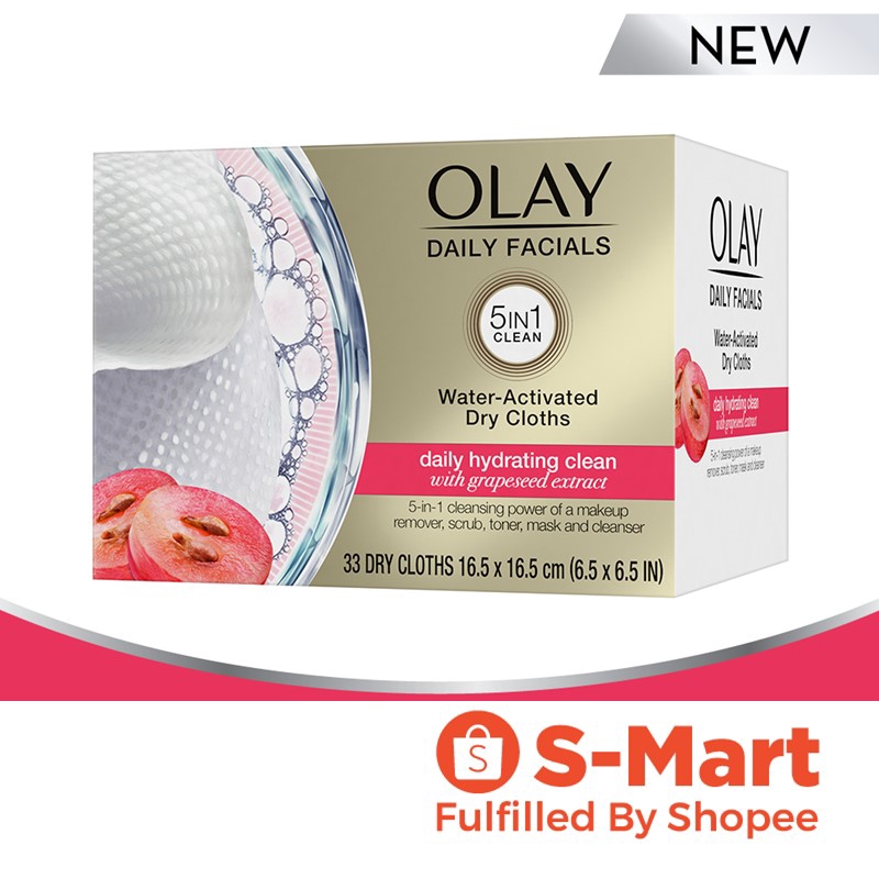 Olay Daily Facials Water Activated Dry Cloths Daily Hydrating Clean 33 Pcs Shopee Singapore