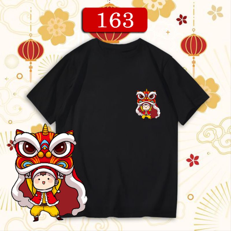 🌈LOCAL STOCK 163 LION DANCE WOMAN MEN COTTON SUMMER LOOSE SIZE COUPLE CNY TSHIRT CHINESE NEW YEAR OFFER 舞狮T恤新年衣服男女装