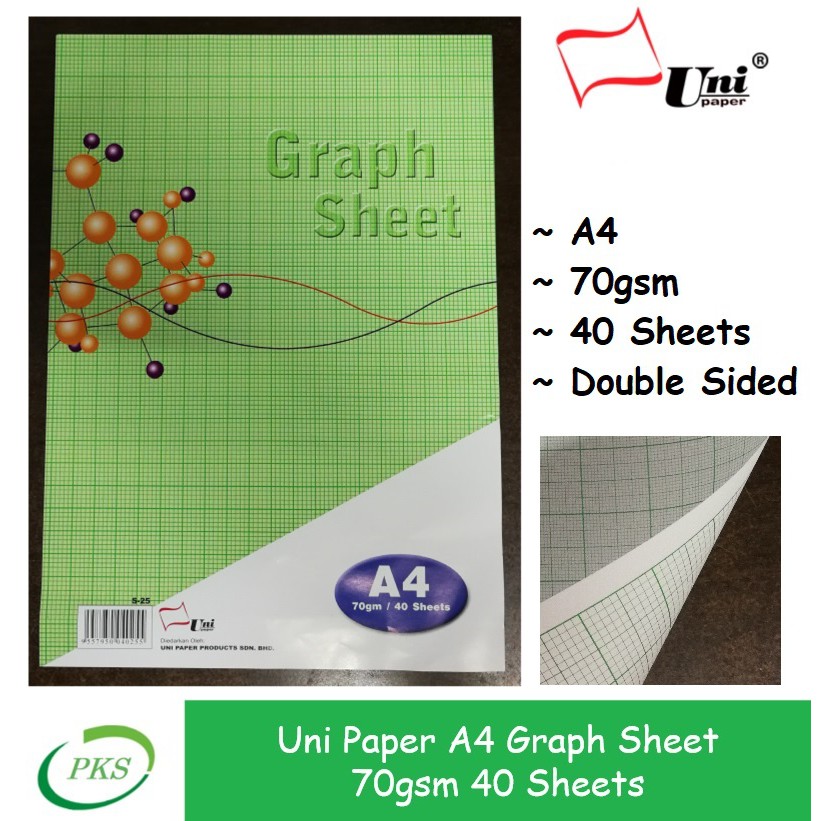 Uni Paper A4 Graph Sheet Graph Paper Double Sided 70gsm 40 Sheets (S25