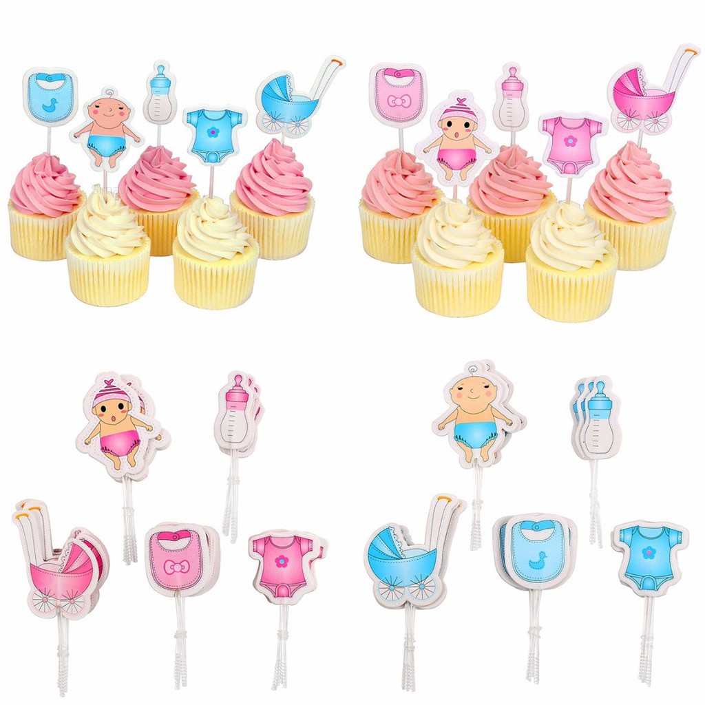 Simayi 20x Baby Shower Cake Toppers Bottle Birthday Kids Party