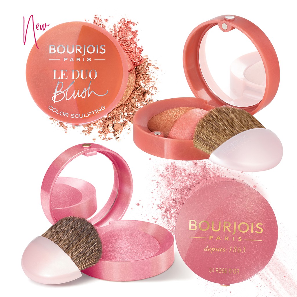 Bourjois iconic Little Round Pot Blush & New Duo Blush Sculpt | Shopee ...