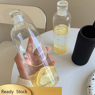 [Mars] 500ml Ins Simple Water Bottle Time Stamp Scale Water Bottle Men's and Women's Car Transparent Plastic Cup
