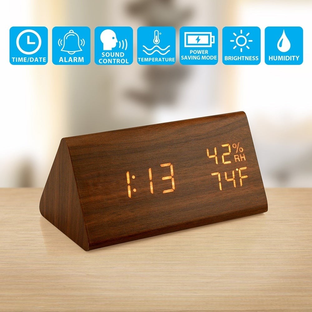 Intelligent Mute Alarm Clock Wooden Dormitory Nordic Style Electronic Small Clock Shopee Singapore