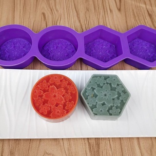 GSWLTT Silicone Soap Mold Home Decor Making Supplies 3D Vintage Round Mold 4 Cavities Handmade Soaps Supplies #6