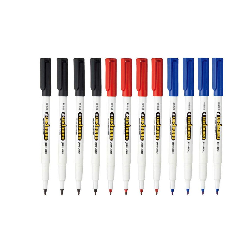 Monami Name Pen F Medium Point Permanent Marker Oilbased Pen Red Blue