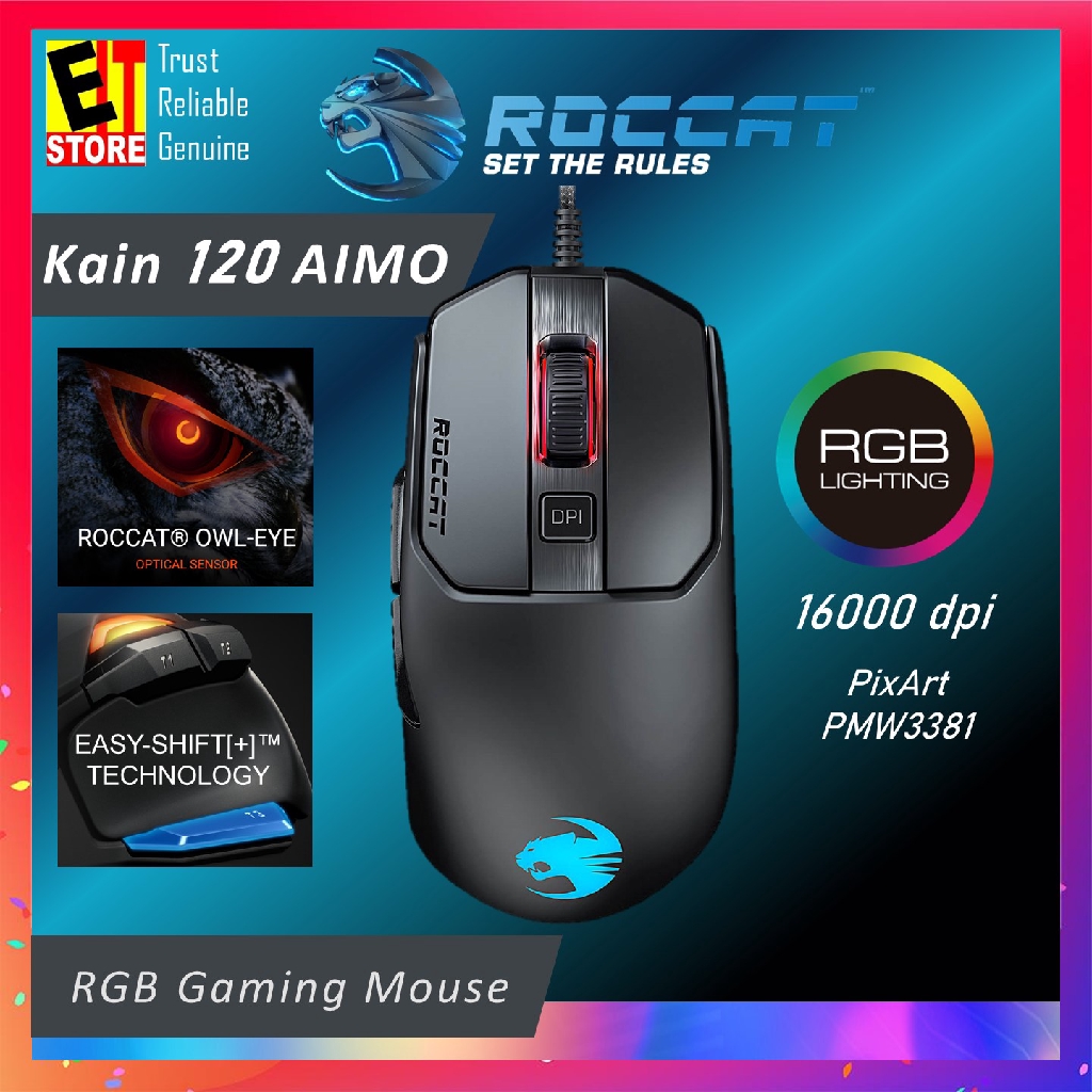 Roccat Kain 1 Aimo Rgb Gaming Mouse Black Beecost
