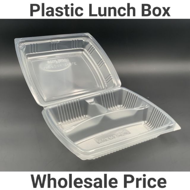 Bx 190 Pp Lunch Box Plastic Rice Box 3 Compartments 50pcs Pkt Easy Lock Shopee Singapore