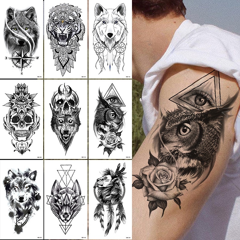 Half Full Arm Temporary Tattoo Stickers Flower Animal Black Color Tattoo  Paper For Adult Men And Women Body Art Leg Tatoo | Shopee Singapore