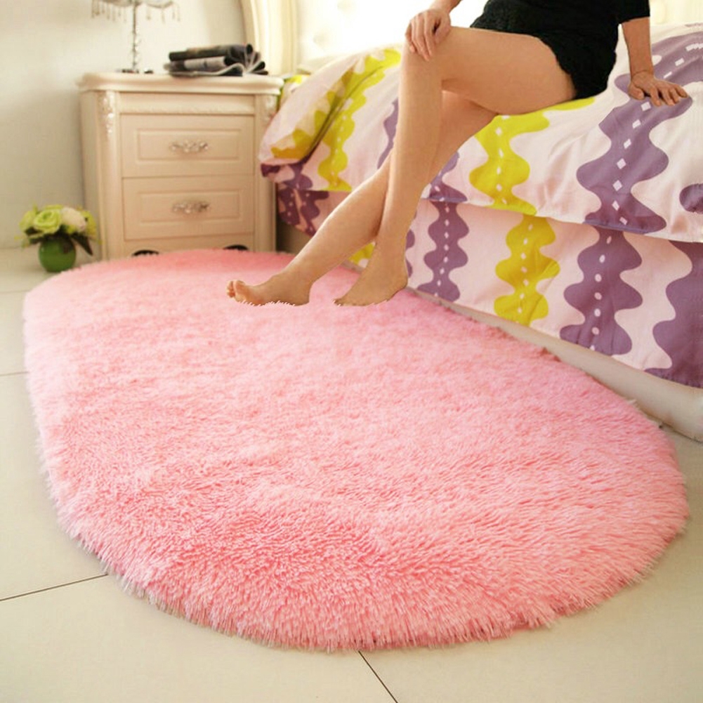 Fluffy Rugs Anti Skid Shaggy Area Rug Dining Room Carpet Floor Mat Home Bedroom Shopee Singapore