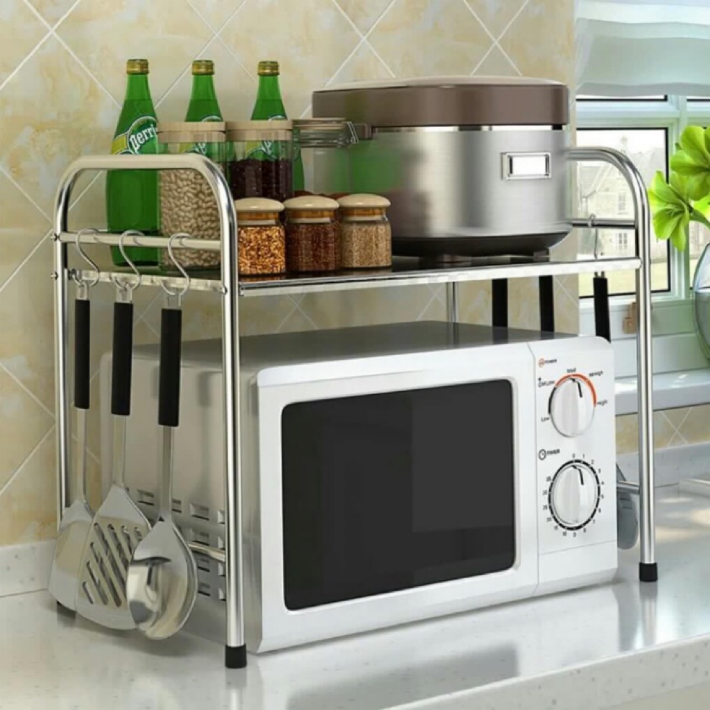 Microwave Rack Oven Shelf Kitchen Stainless Steel Organiser | Shopee ...