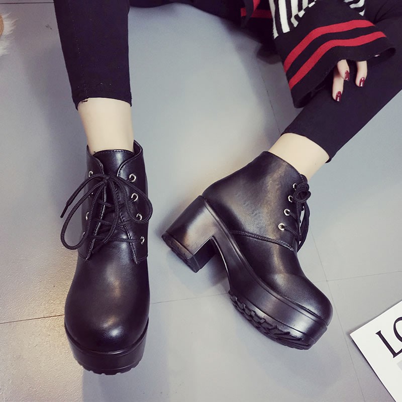 womens chunky leather boots