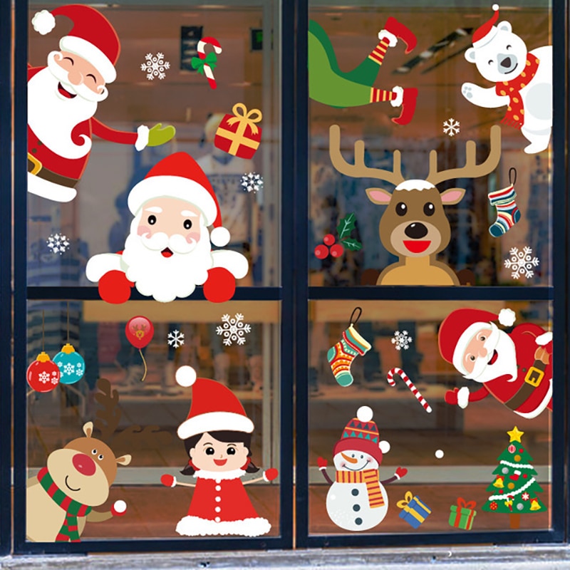 Merry Christmas New Year Santa’s Sleigh Display Shop Window Decals Stickers A391 