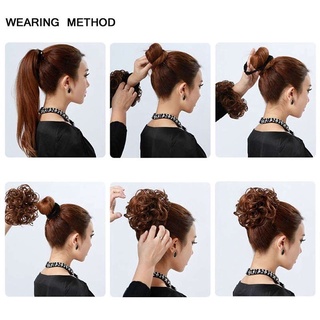 Image of thu nhỏ Synthetic Messy Bun Wavy Bun with Elastic Headband Ladies Bun Black Short Ponytail Hair Extensions #8