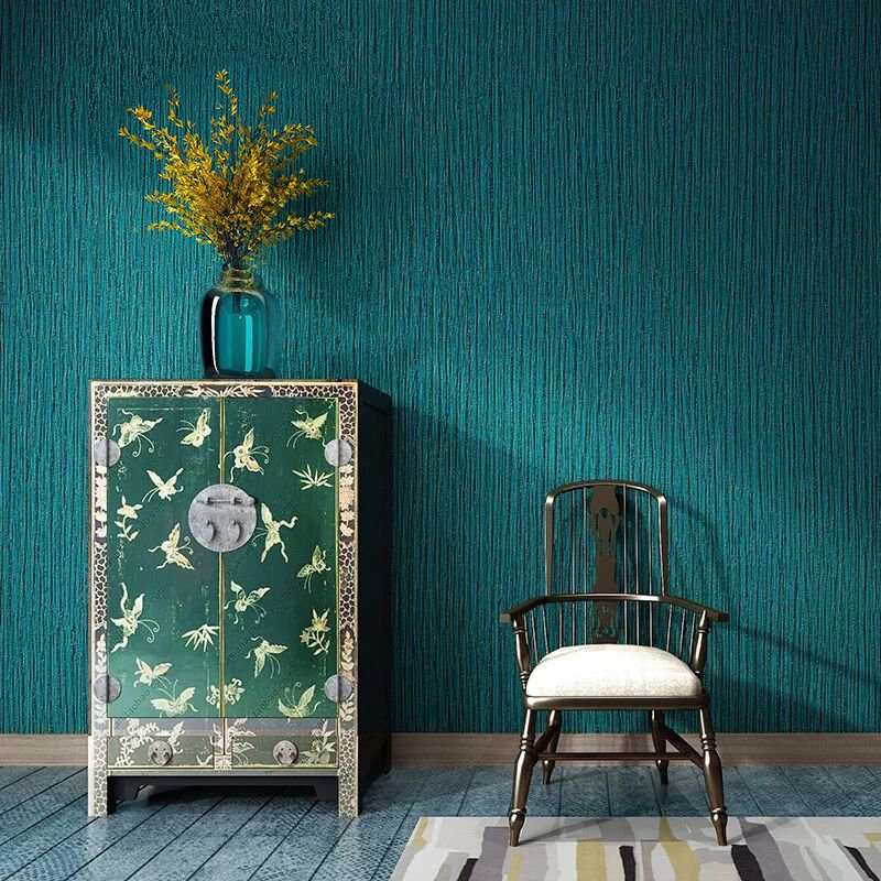 10m Wallpaper Southeast Asia Green Peacock Blue Wallpaper Upscale Restaurant Costume Hotel Luxury Deep Embossed Faux Leather Wallpaper Solid Color Home Decor Shopee Singapore