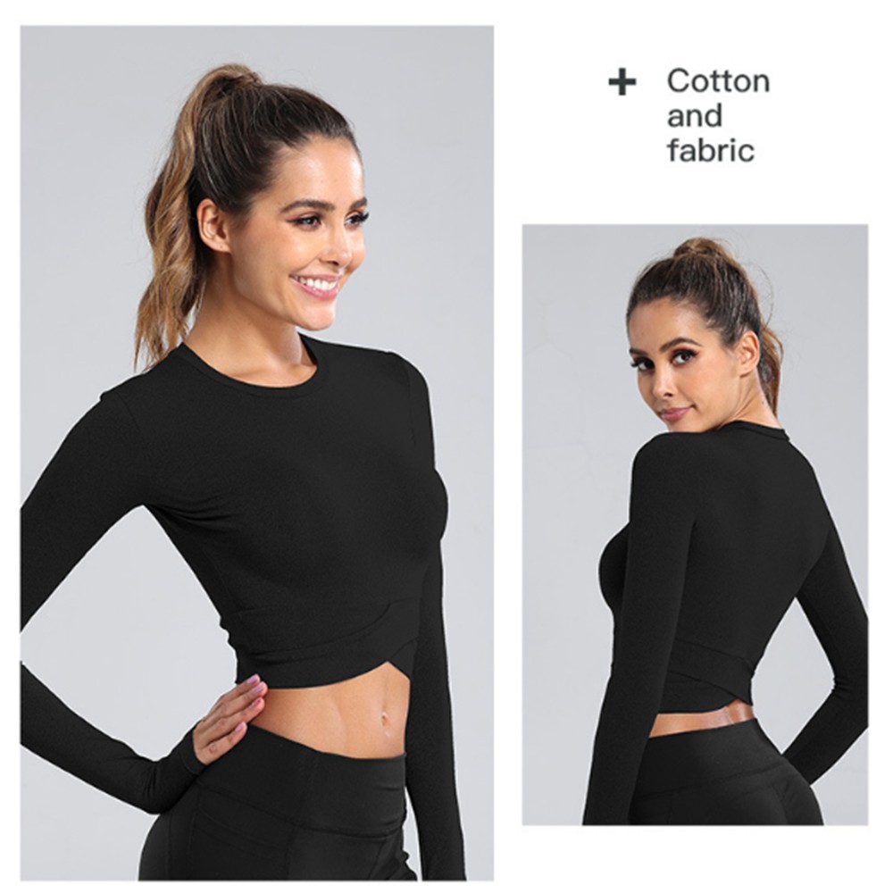 long sleeve running crop top