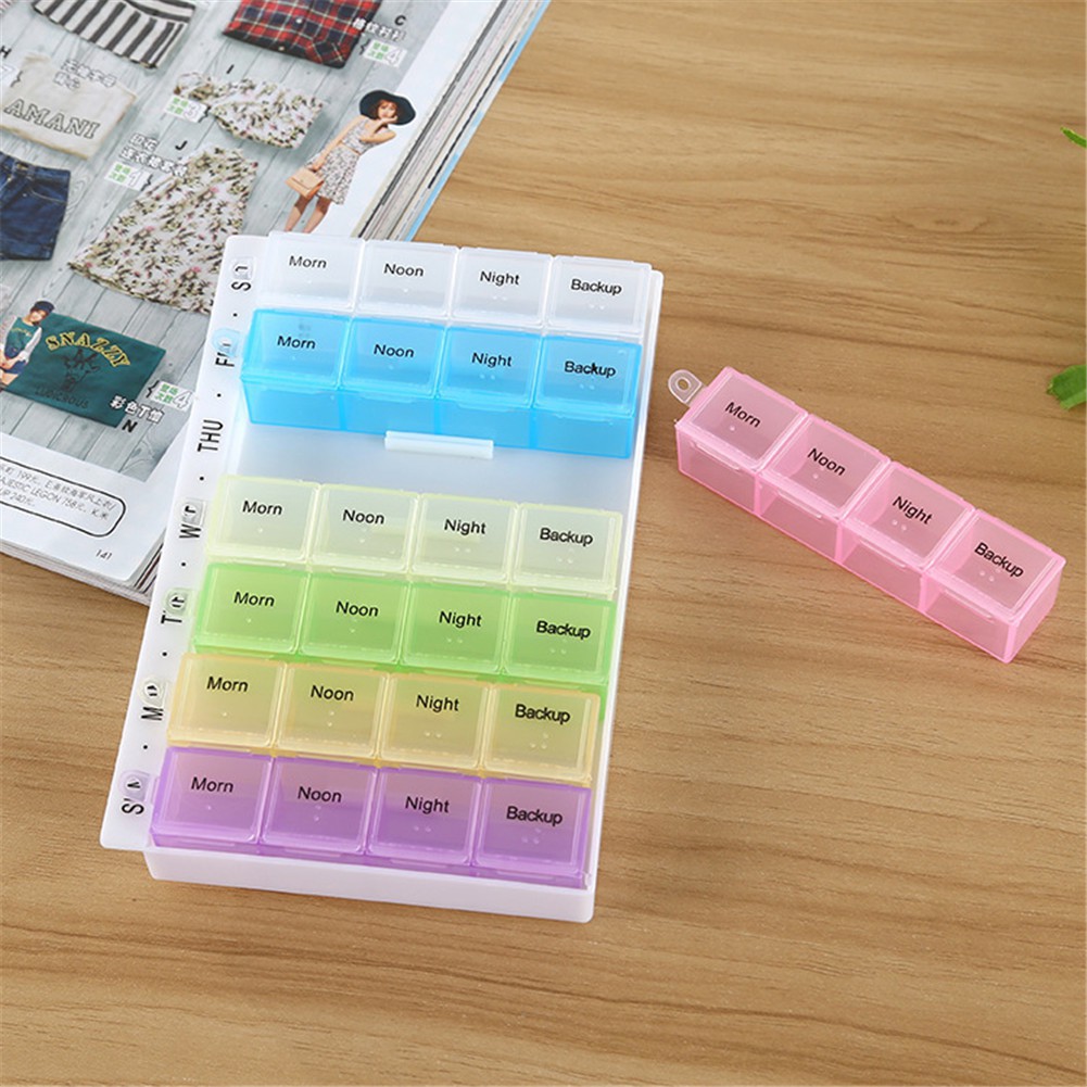 Creative Week Pill Box Plastic 28 Gray Rainbow Portable Pill Box ...