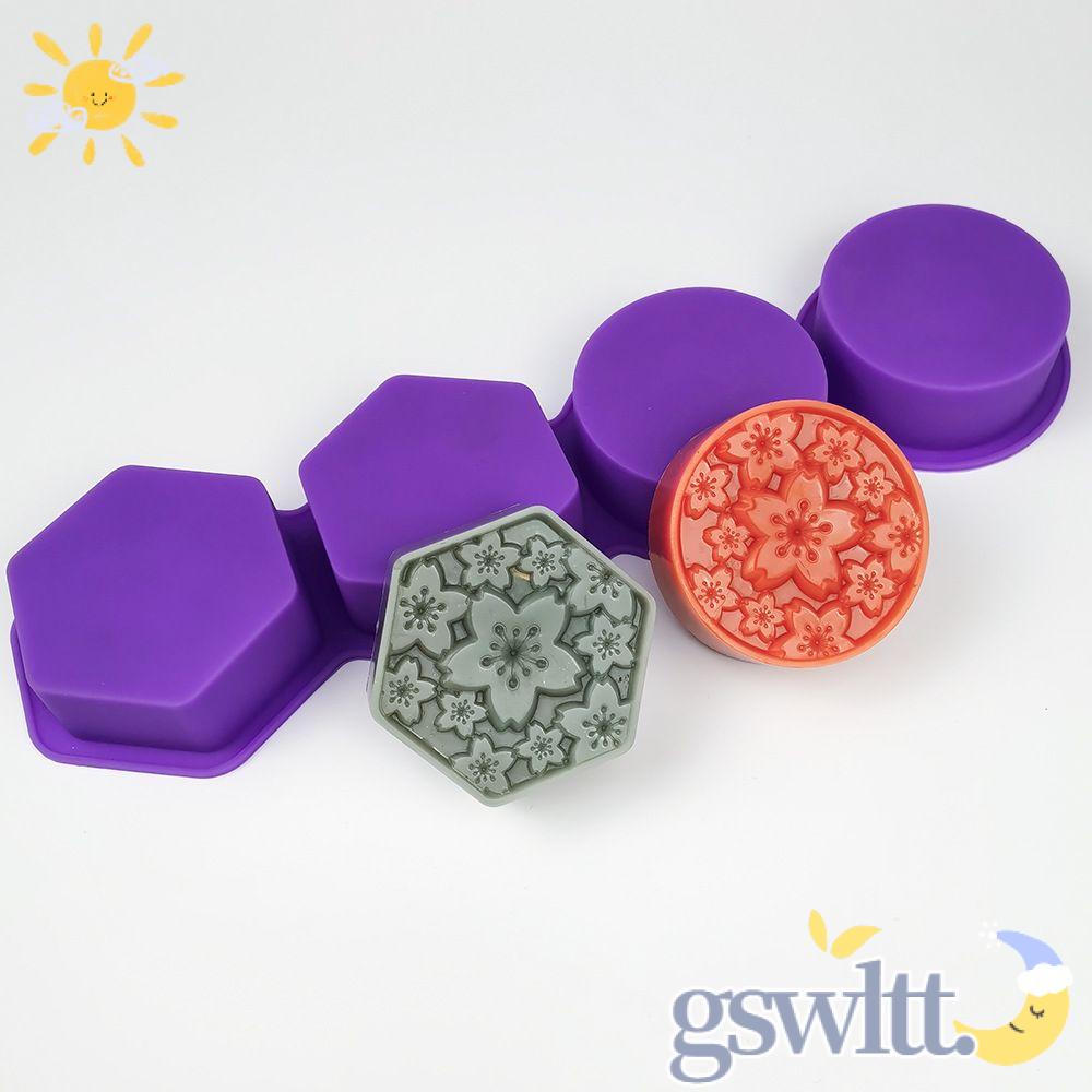 GSWLTT Silicone Soap Mold Home Decor Making Supplies 3D Vintage Round Mold 4 Cavities Handmade Soaps Supplies