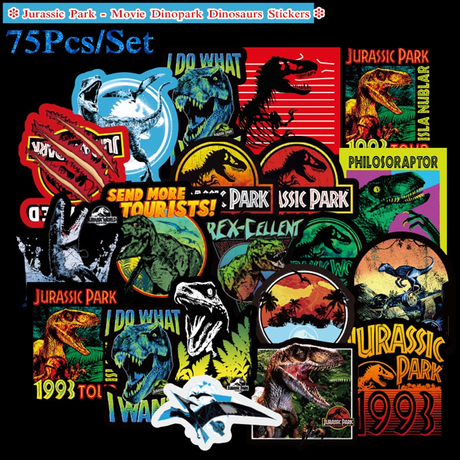 Jurassic Park Series 04 Classical Movie Dinopark Dinosaurs Stickers 75pcs Set Waterproof Diy Decals Doodle Stickers Shopee Singapore
