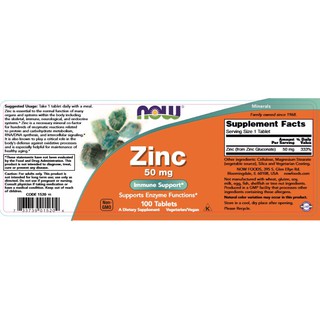 Now Foods, Zinc, 50 mg, 100 Tablets | Shopee Singapore
