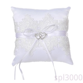 Shuohu Fashion Wedding Bridal Bowknot Double Heart Ring Bearer Pillow Cushion 