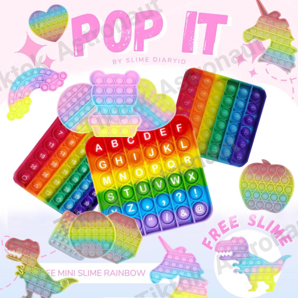 NEW Glitter Rainbow Popit Bubble Sensory Fidget Toy Anti-Anxiety Stress Reliever 