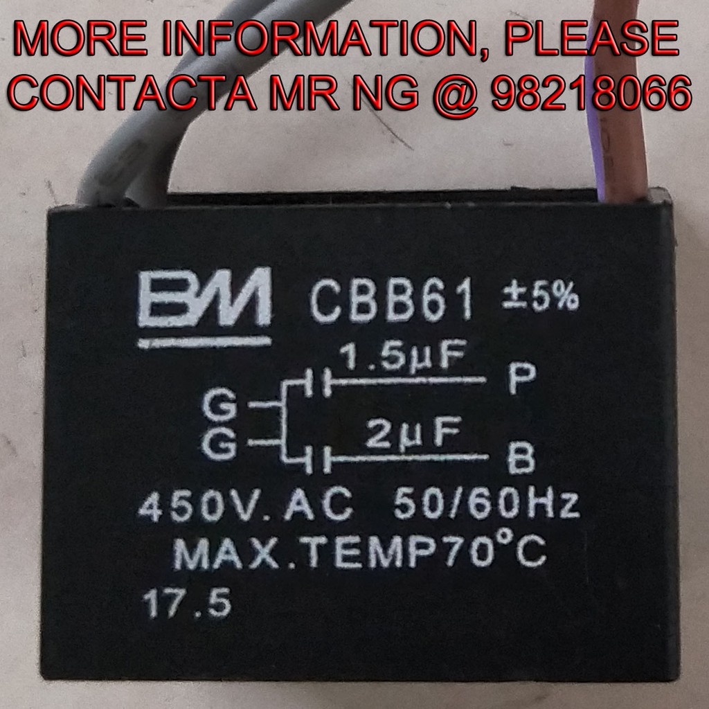 Ceiling Fan Capacitor 1 5uf 2uf 4 Wires Cbb61 Shopee Singapore