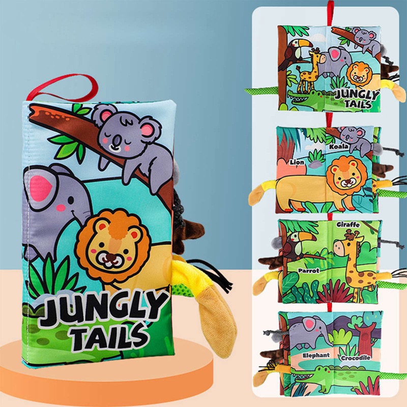 CUTEIU Cute Animals Tails Soft Rattle Cloth Book For Children Educational Toys