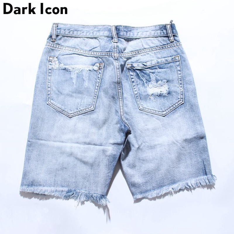 Dark Icon Denim Destroyed Shorts Men 2019 Summer Ripped Hip Hop