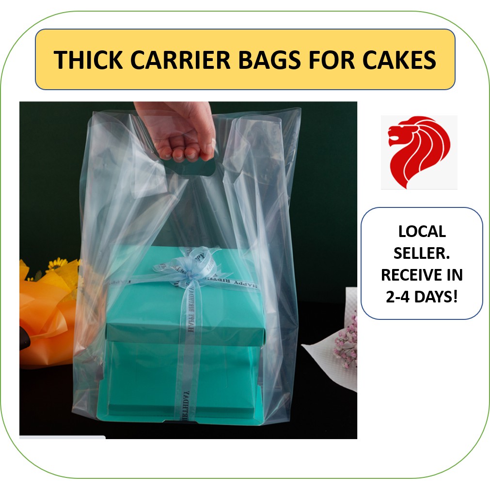 [SG SELLER] 10/20/50 pieces Plastic bags for cakes carrier bags cake ...