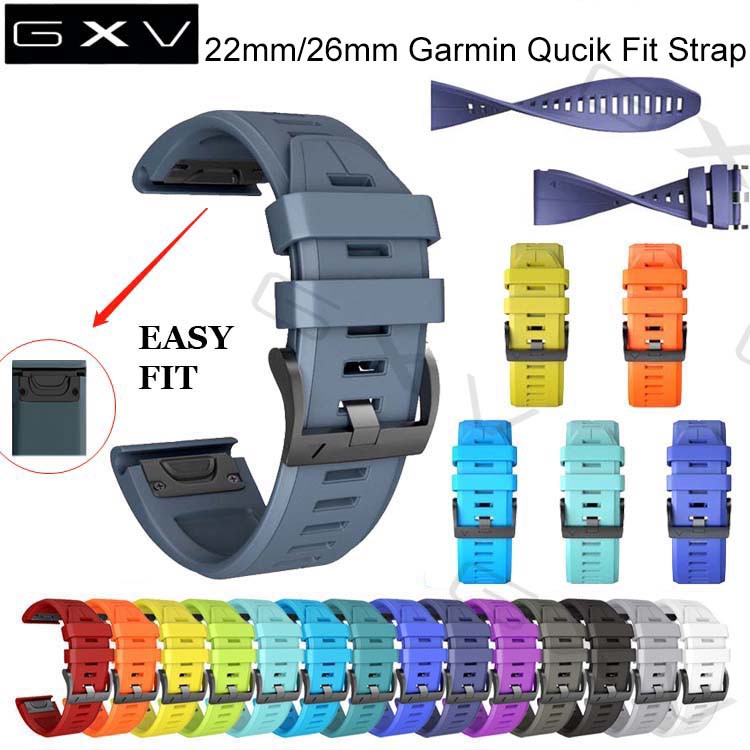 22mm/26mm Silicone Quick Release Watch Band for Garmin Fenix 5/5x/6/6x ...