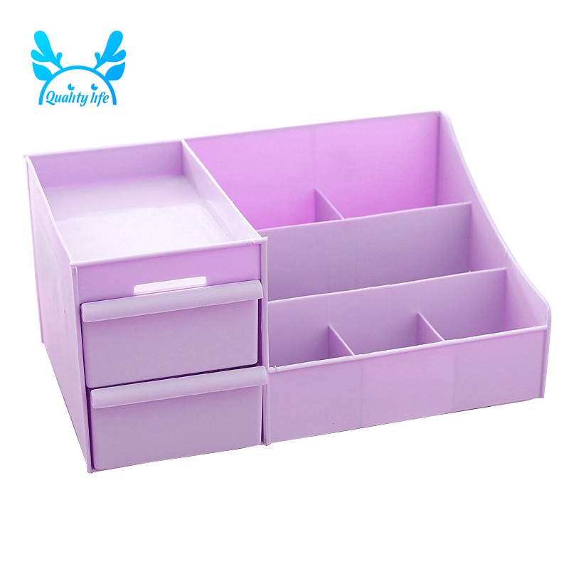 Plastic Storage Box Makeup Drawer Storage Box Cosmetic Case Purple