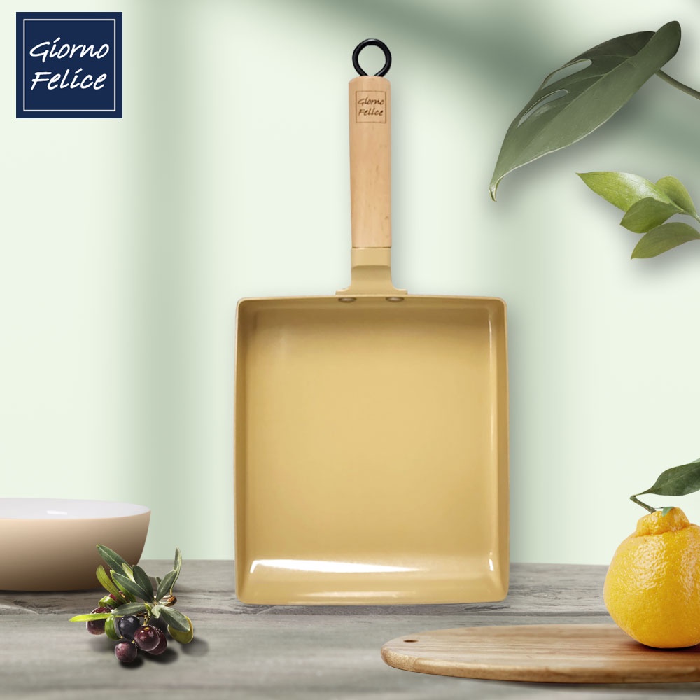 Induction Multi Square Frying Pan Large Brown Nonstick Ceramic Coating