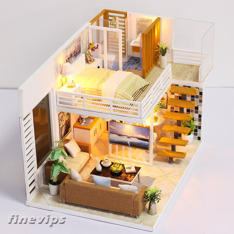 Diy Assembly Miniature Dollhouse Model Kit Livable Apartment 1