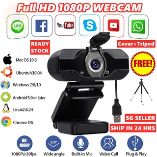 [✅SG Ready Stock] 1080P Full HD Webcam with Microphone, HD Webcam Privacy Cover For Desktop Computers