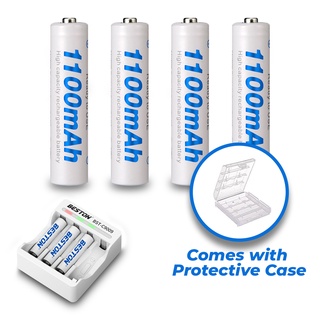 Pack of 4/8 AAA Beston 1100mAh Ni-MH Rechargeable Battery with Optional 4 Bay or 8 Bay Charger