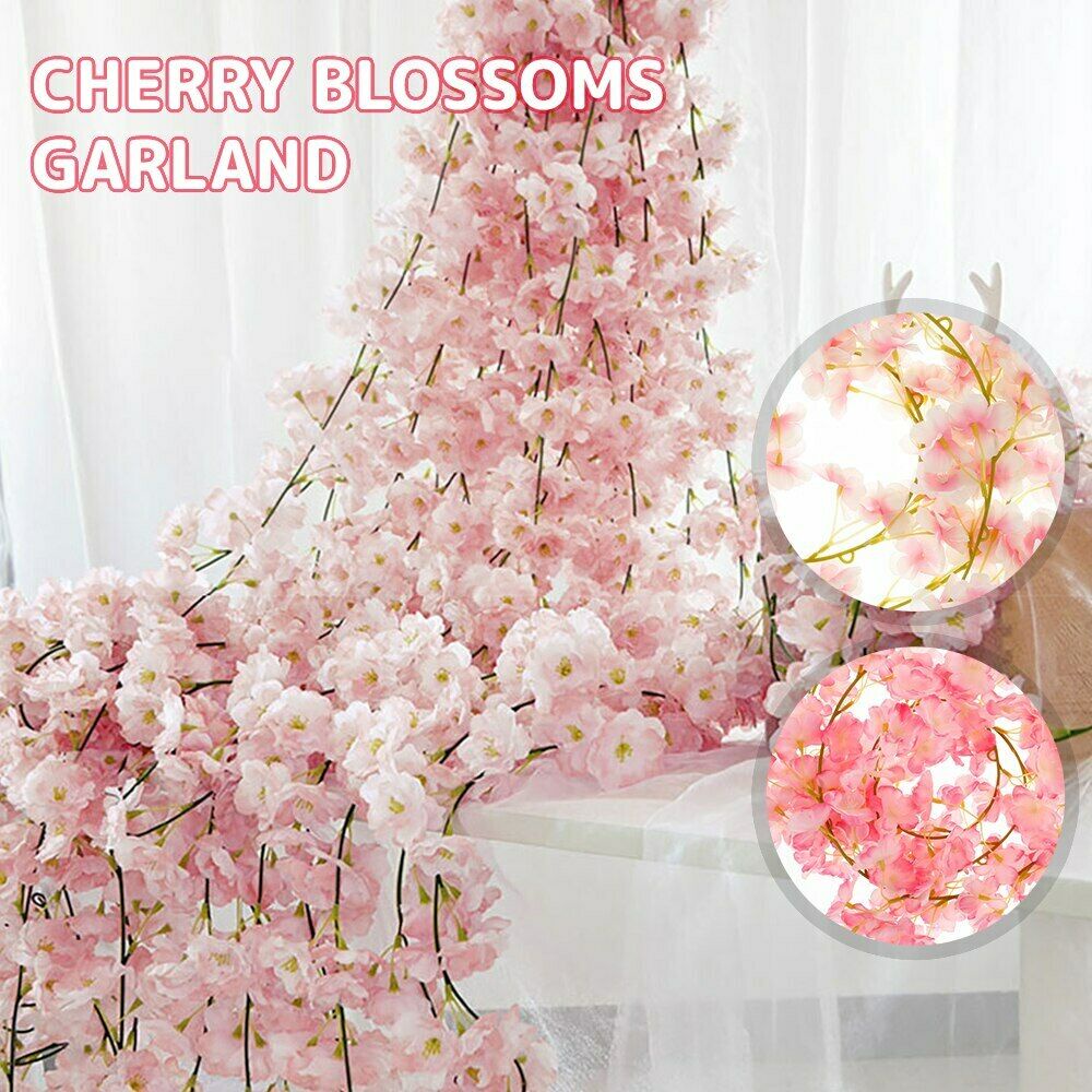 2M Artificial Silk Vine Sakura Cherry Blossom Hanging Garland Wedding Decor New 