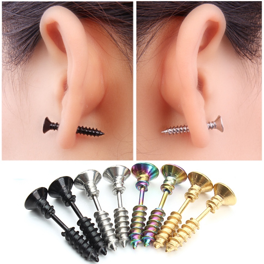 2Pcs/1Pair Anti Allergic Stainless Steel Body Piercing Ear Stud