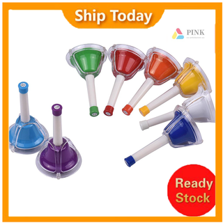 dayone 8 Note Diatonic Metal Bell Colorful Handbell Hand Percussion Bells Kit Musical Toy for Kids Children for Musical Learning Teaching