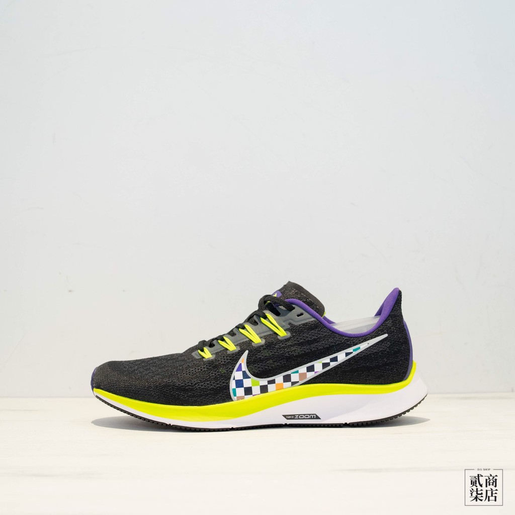 nike purple and black running shoes