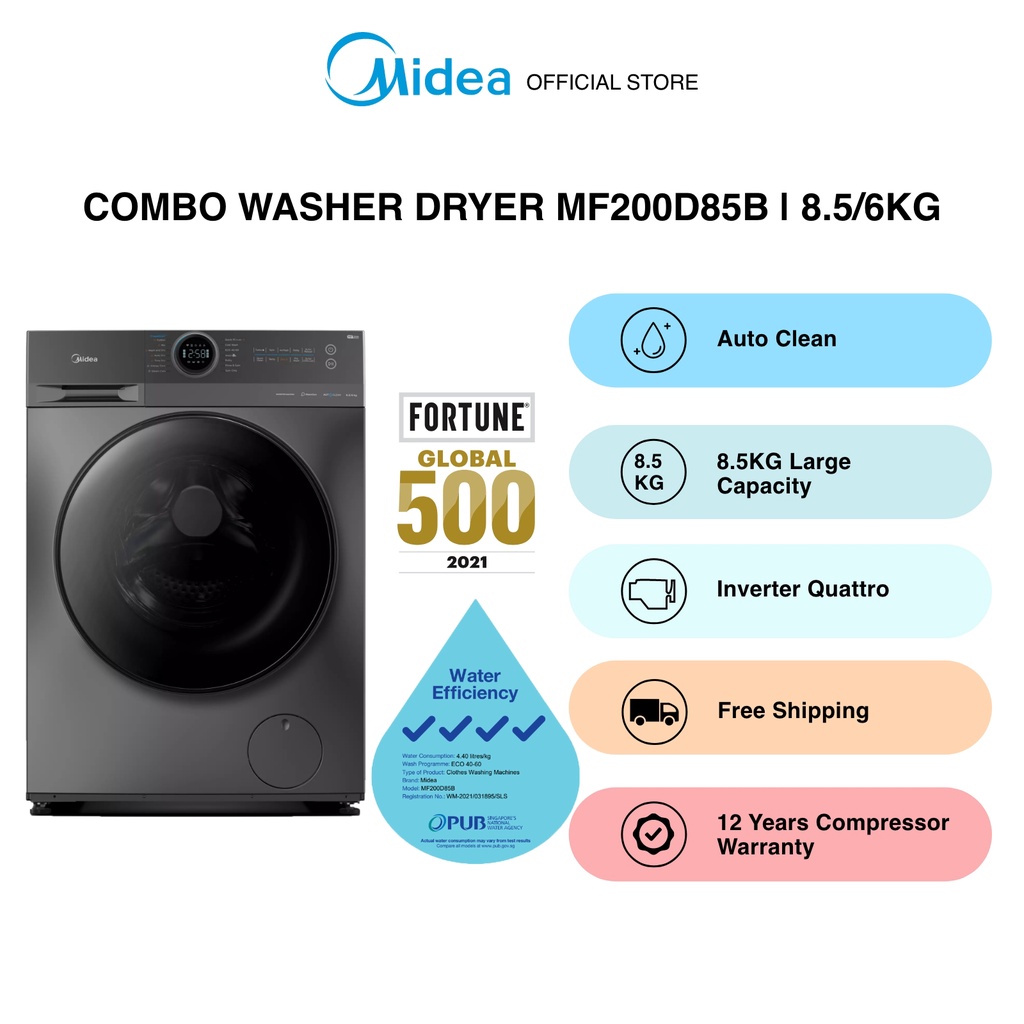 [Bulky] Midea WasherDryer Combo, 8.5kg, Water Efficiency 4 Ticks